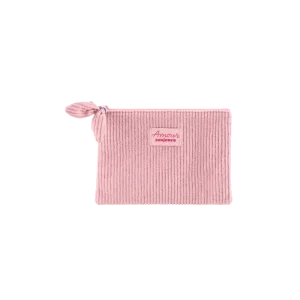 Trousse Plate Velours Côtelé Rose – Amour Toujours – DLP